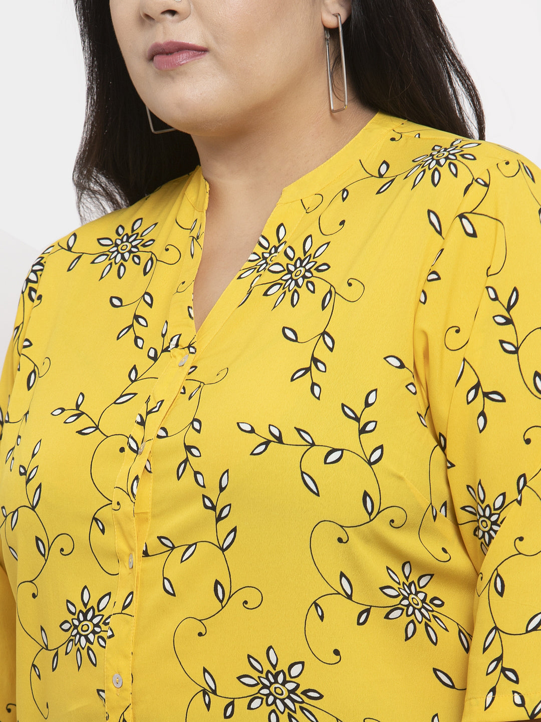 plusS Women Yellow Floral Printed Tunic