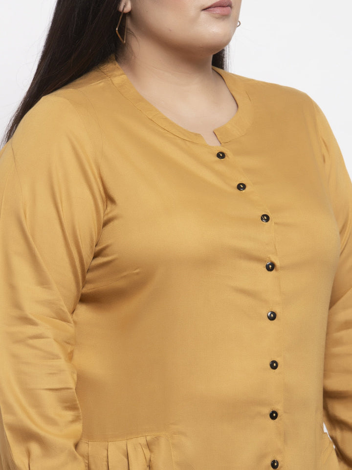 Mustard Yellow Solid Plus Size Tunic