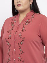 plusS Women Rose Embroidered Top