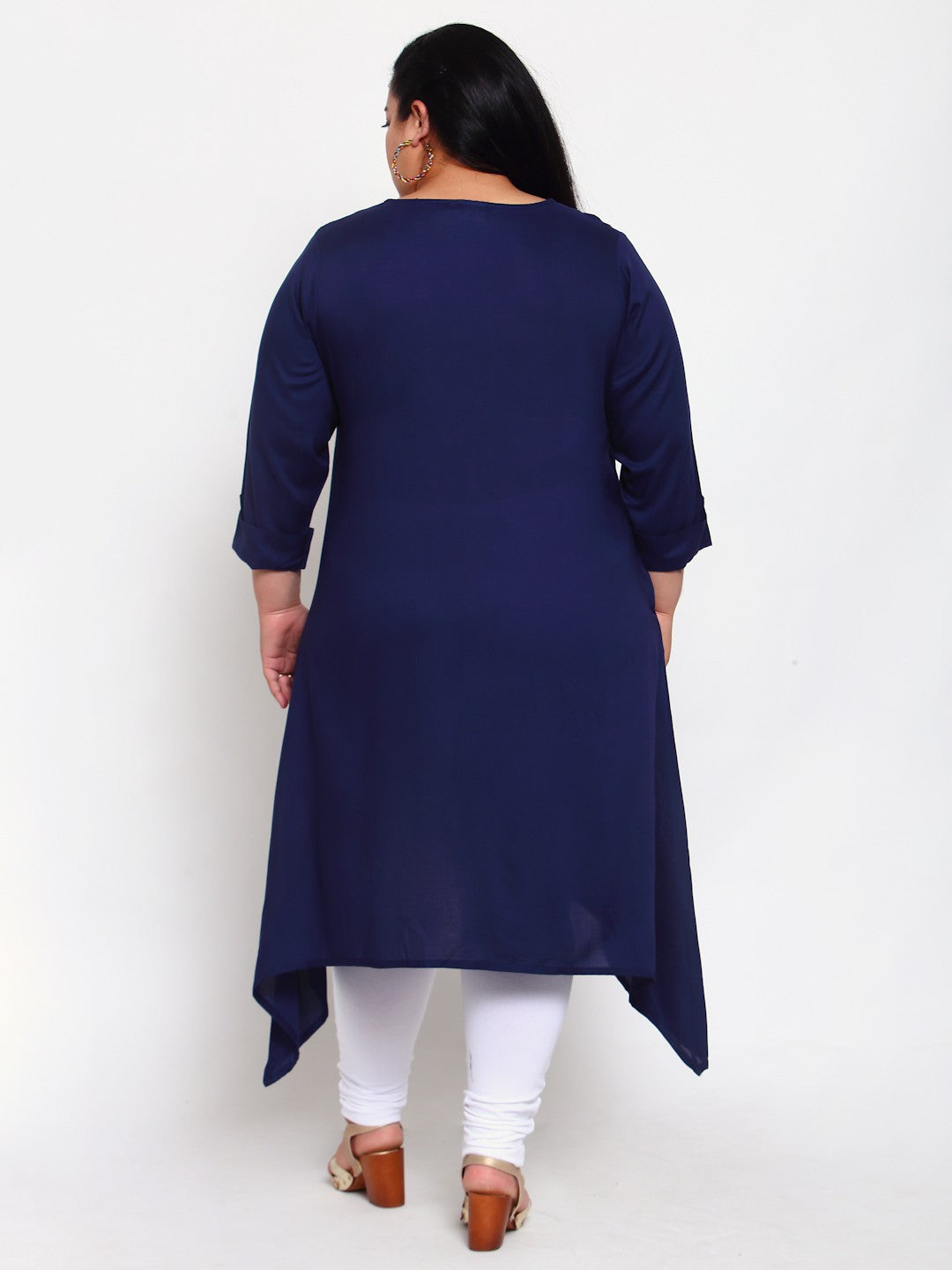 Navy Blue Embroidered Thread Work Kurta