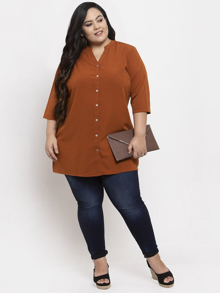 plusS Women Brown Solid Tunic