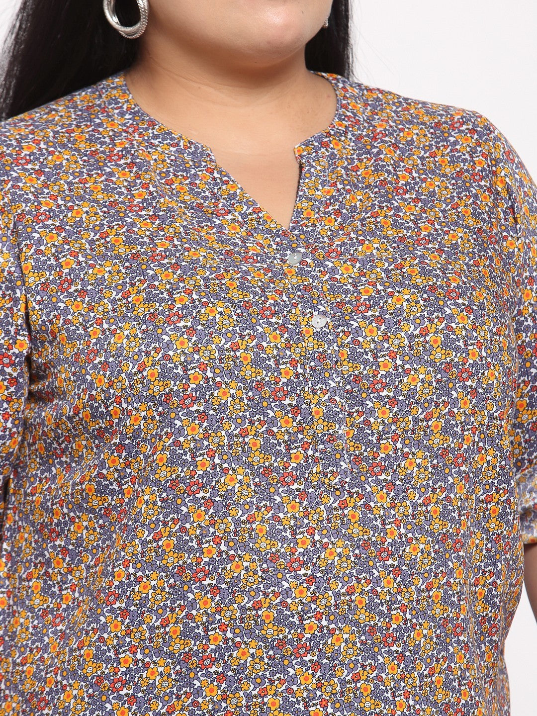 plusS Multicoloured Floral Shirt Style Top