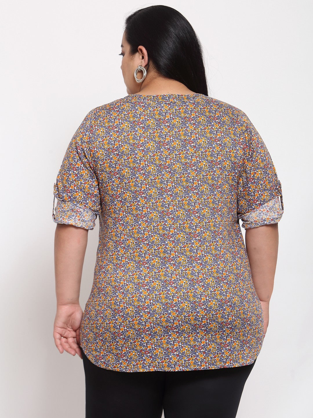 plusS Multicoloured Floral Shirt Style Top