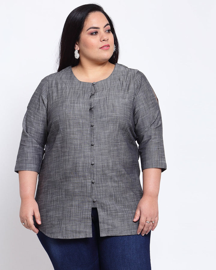 plusS Women Grey Regular Top