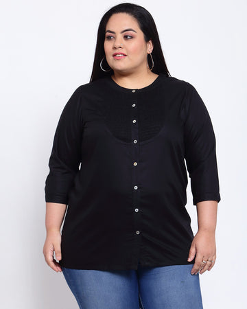 plusS Black Shirt Style Top