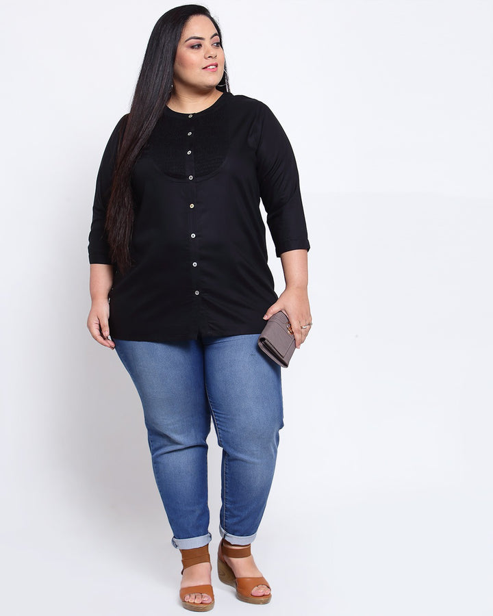 plusS Black Shirt Style Top