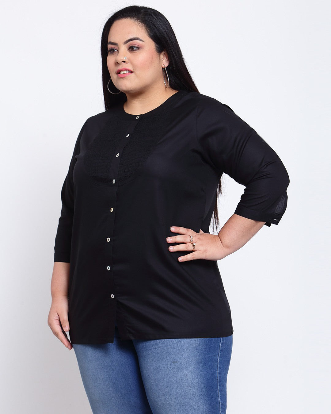 plusS Black Shirt Style Top