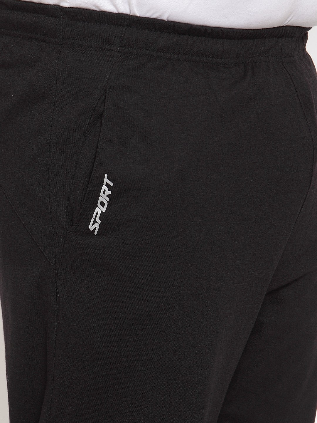 plusS Men Black Solid Track Pants