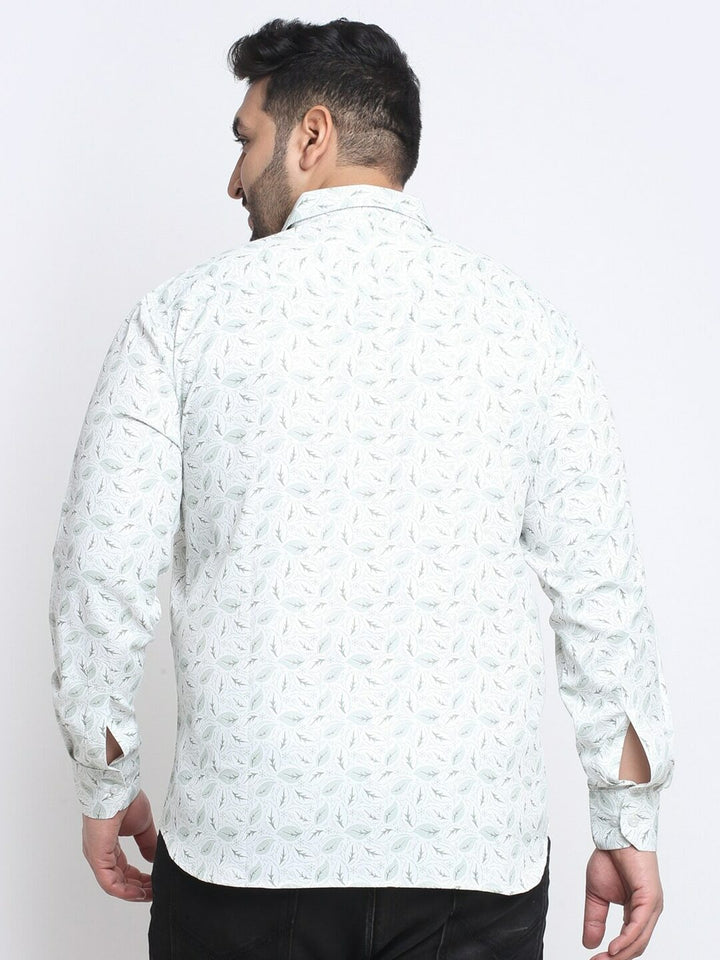 plusS Men Plus Size Floral Printed Cotton Casual Shirt