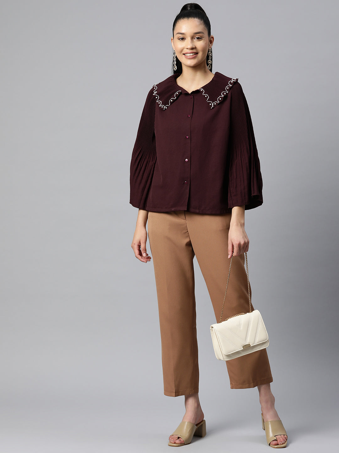 plusS Burgundy Shirt Style Top