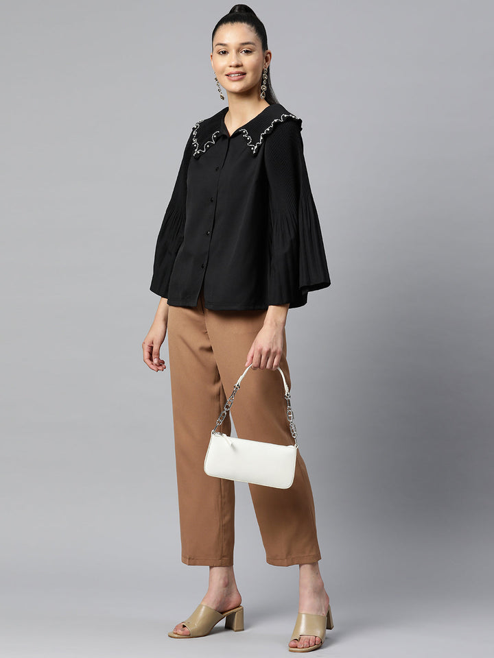 plusS Black Shirt Style Top