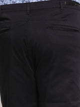 Men Black Regular Fit Solid Regular Trousers