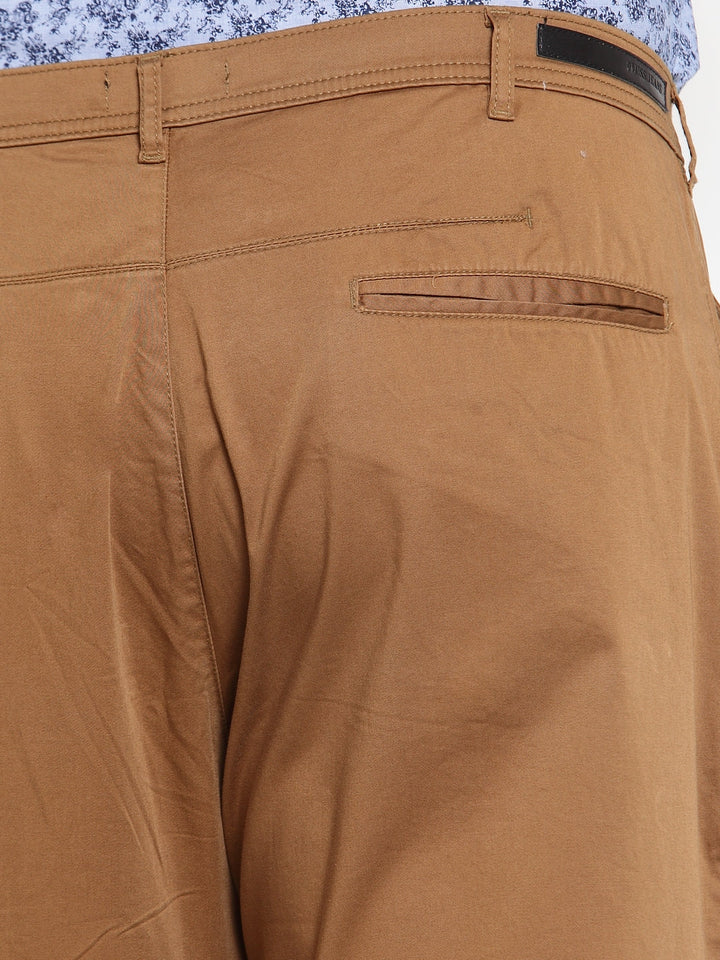 Khaki Men's cotton Trouser with back cut pocket