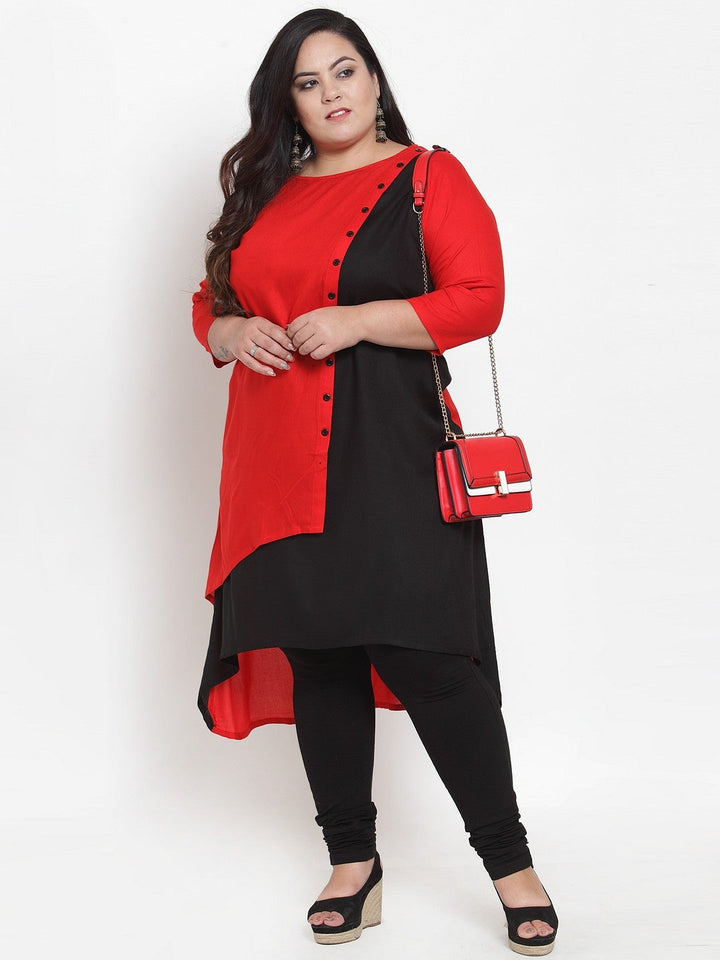 Black Colourblocked A-Line Kurta