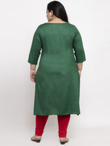 Green Solid Straight Kurta