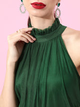 plusS Women Gorgeous Green Solid Tiered Dress