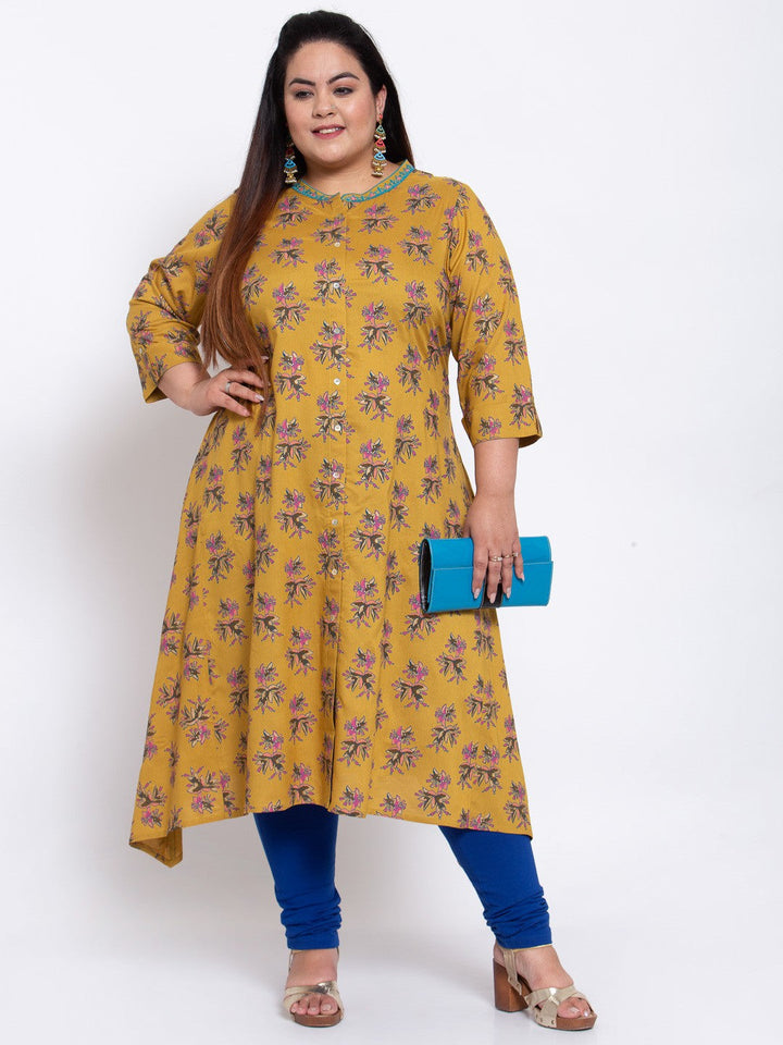 Blue Floral Printed Anarkali Kurta