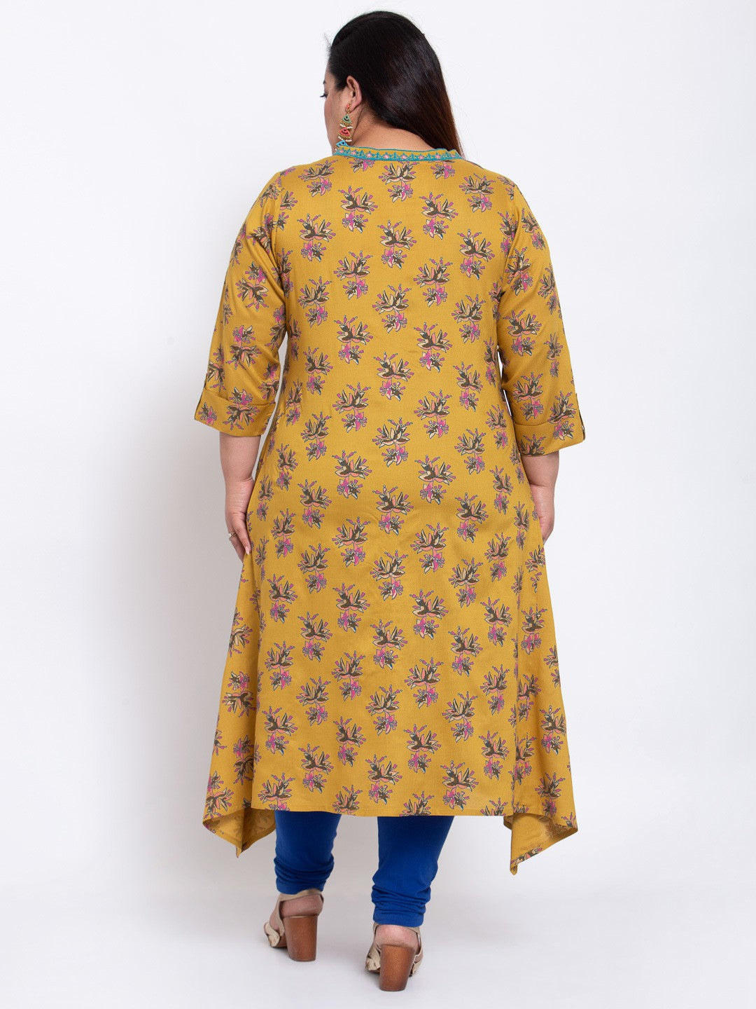 Blue Floral Printed Anarkali Kurta