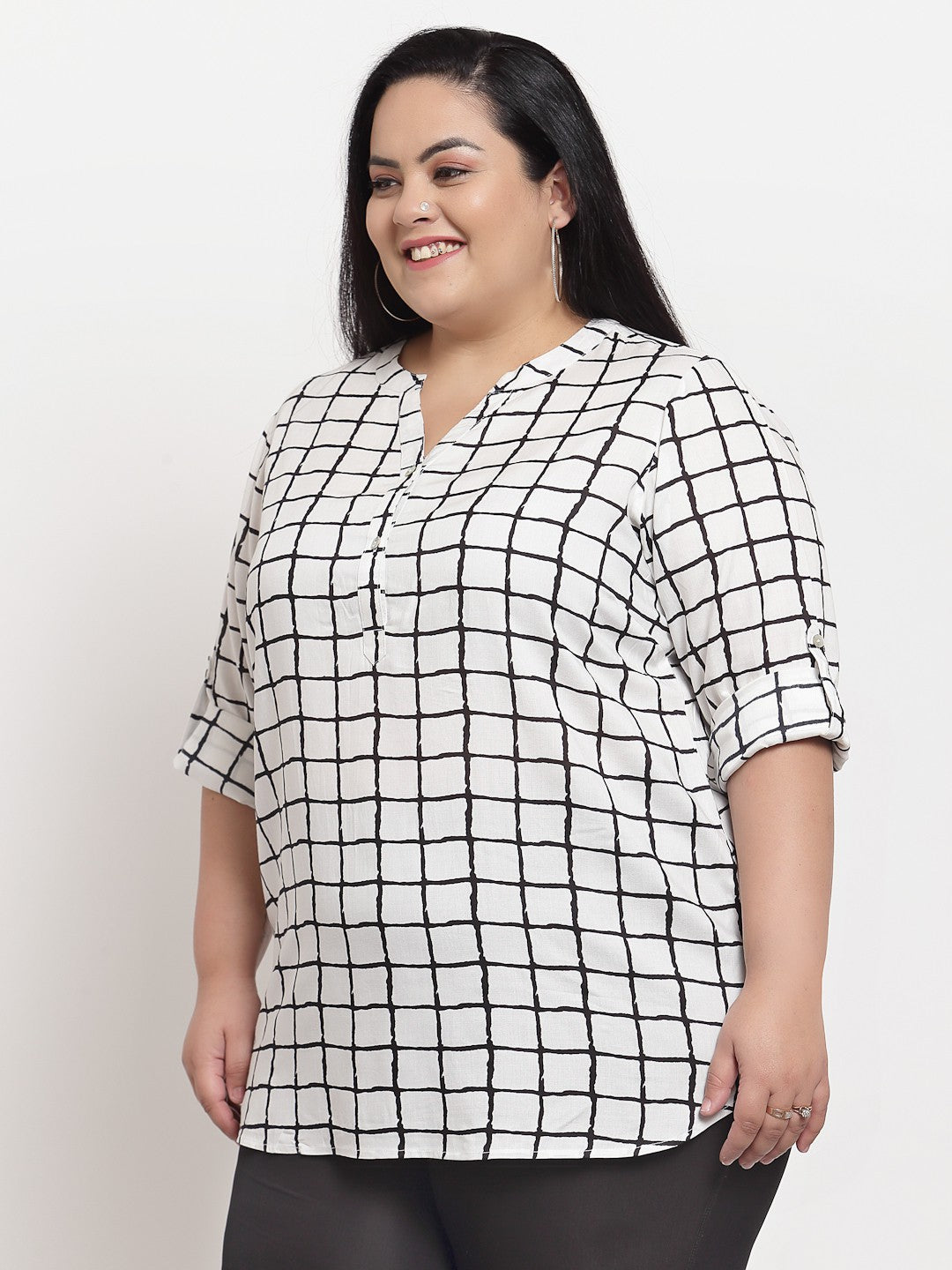 plusS White Checked Top