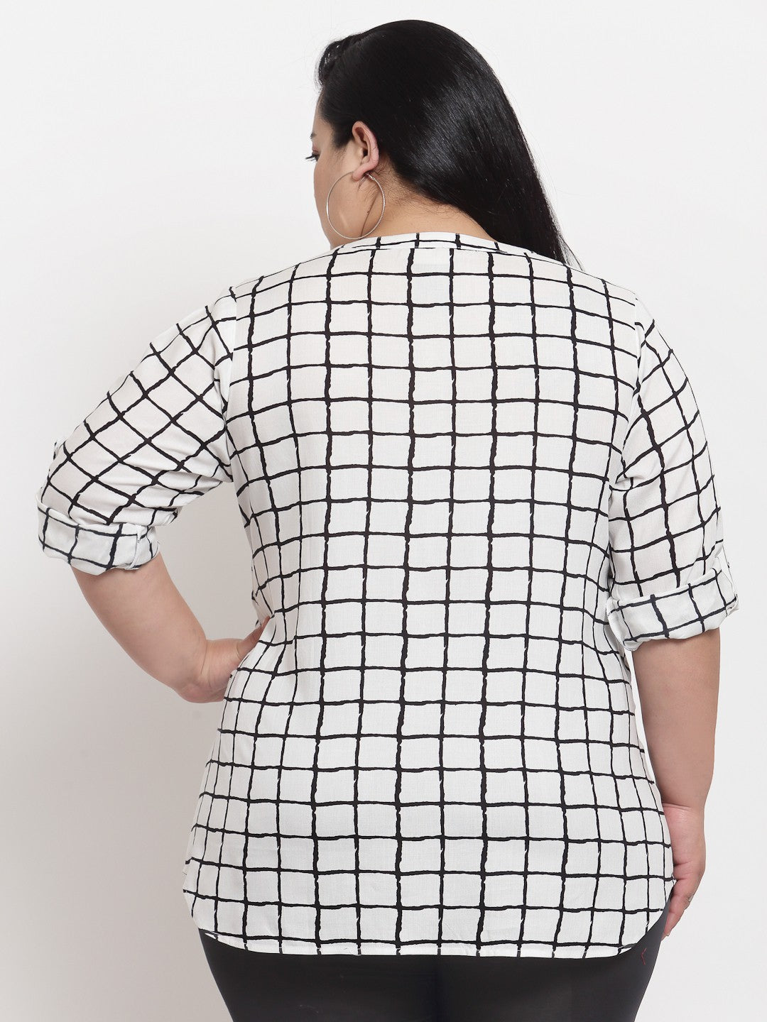 plusS White Checked Top