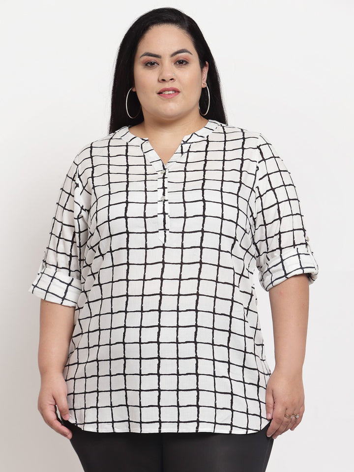 plusS White Checked Top