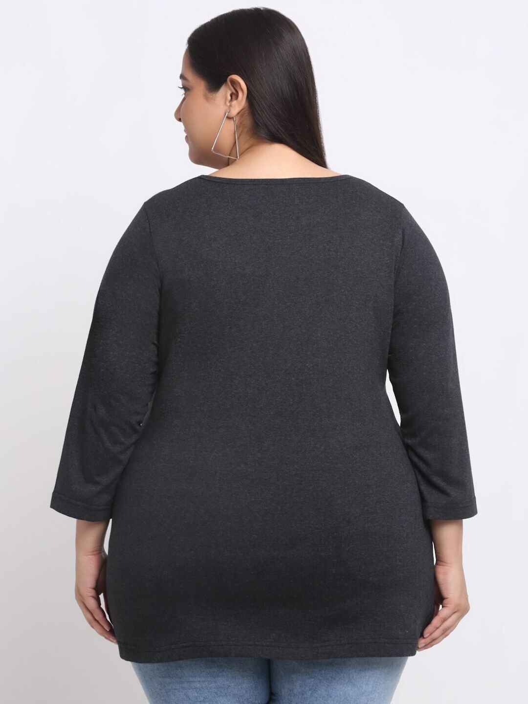 plusS Charcoal Plus Size Round Neck Cotton T-shirt