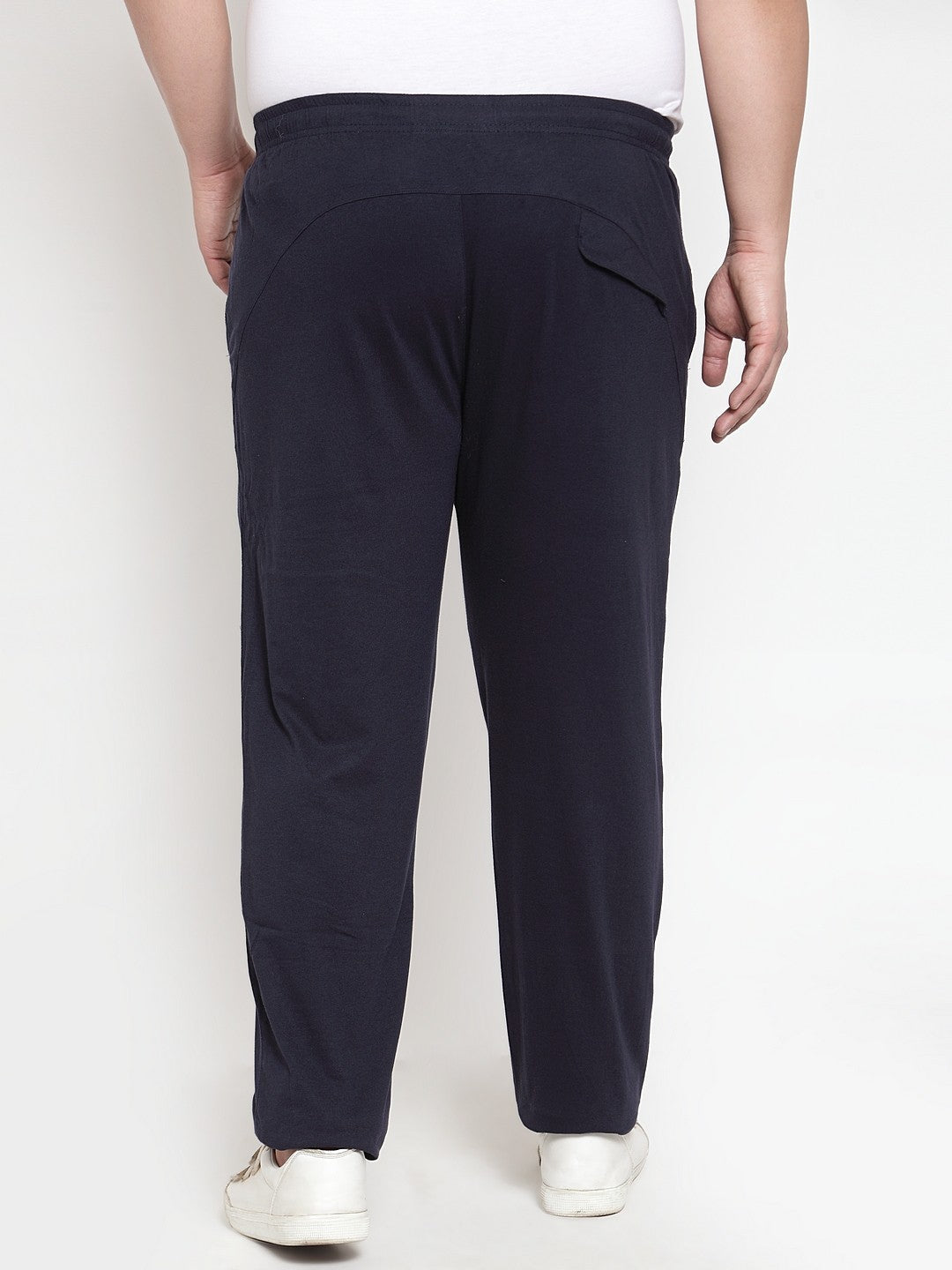 plusS Men Navy Blue Solid Track Pants