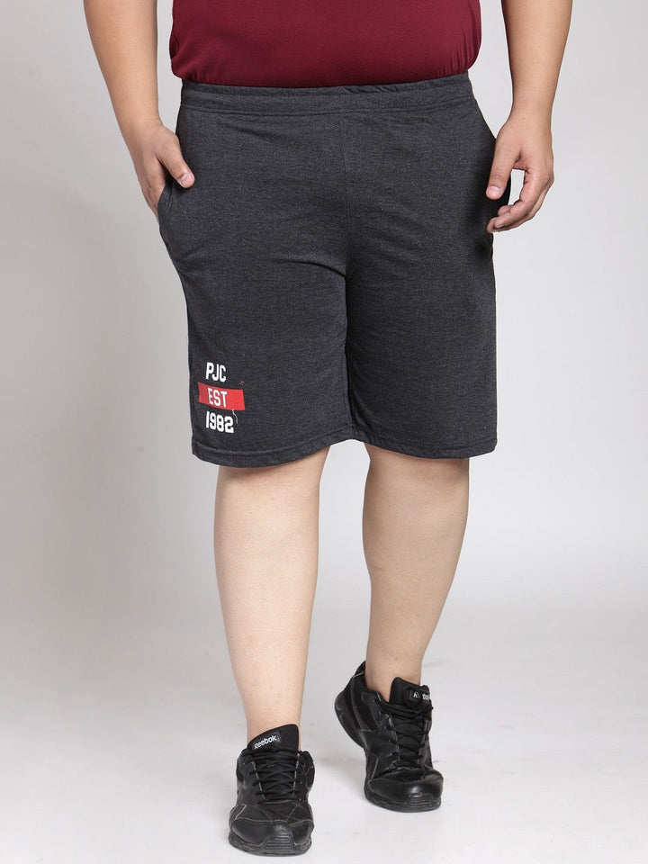 plusS Men Plus Size Grey Solid Sports Shorts