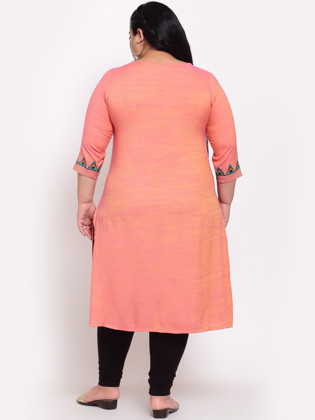 Pink Ethnic Motifs Embroidered Thread Work Raw Silk Kurta