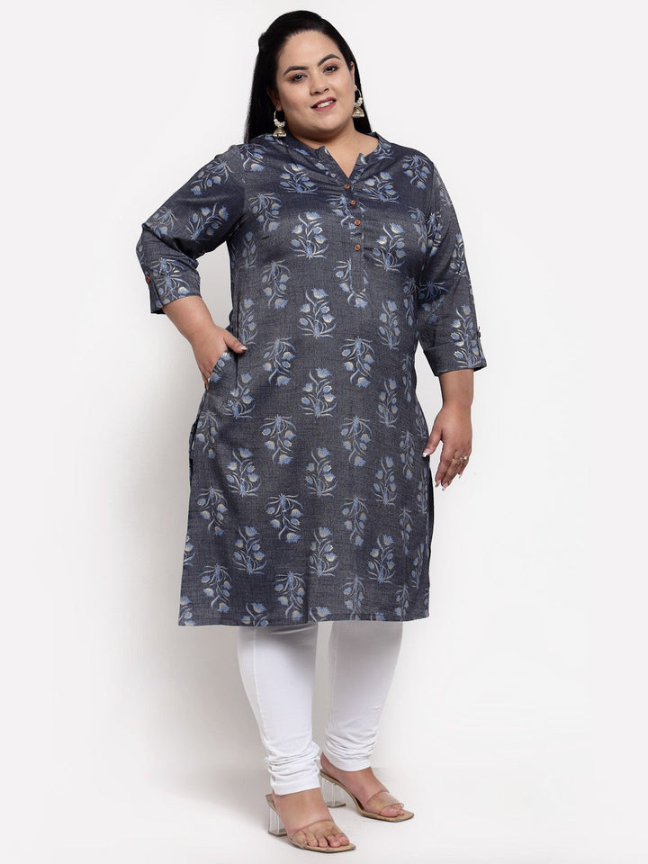 plusS Women Blue Floral Printed Kurta