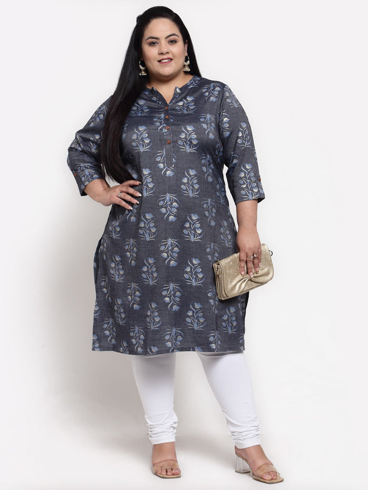 plusS Women Blue Floral Printed Kurta