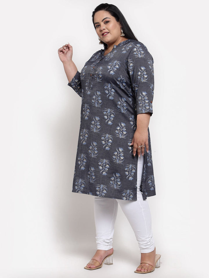 plusS Women Blue Floral Printed Kurta