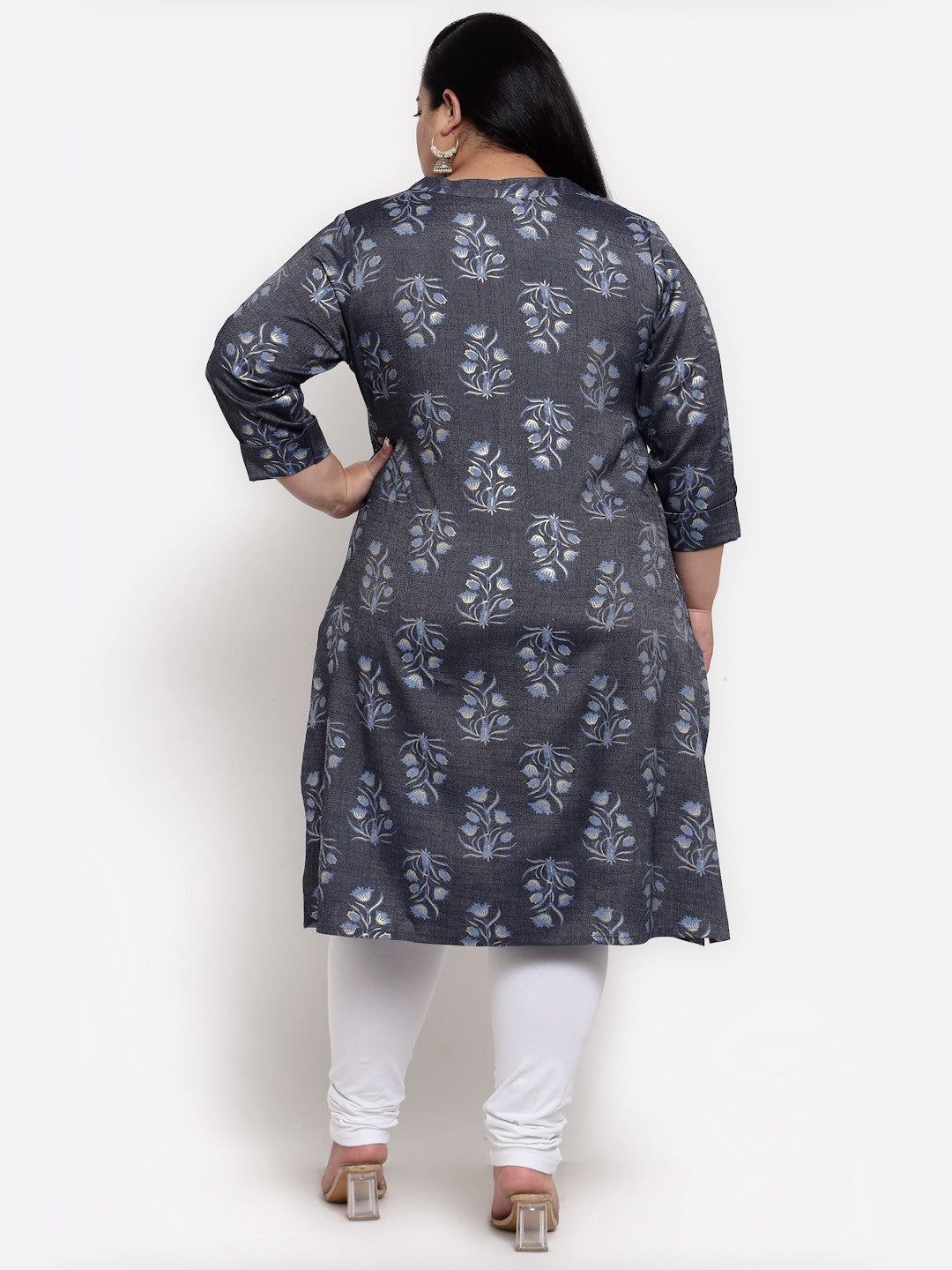 plusS Women Blue Floral Printed Kurta