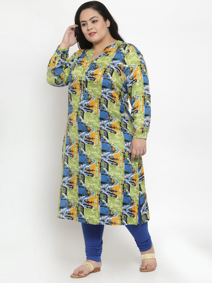 Yellow Printed Straight Kurta