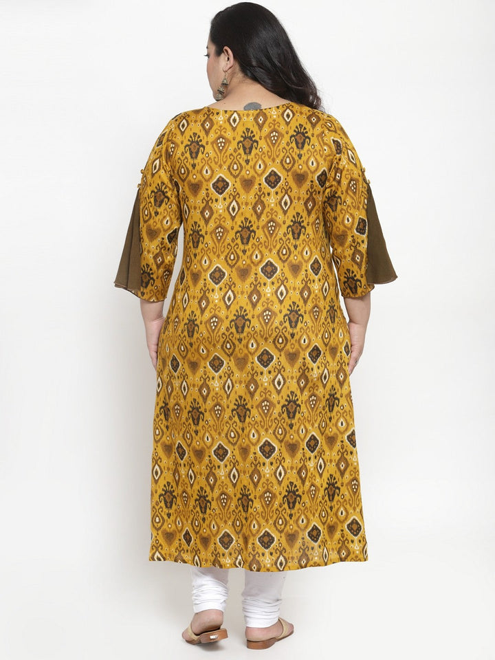 Brown Printed Straight Kurta