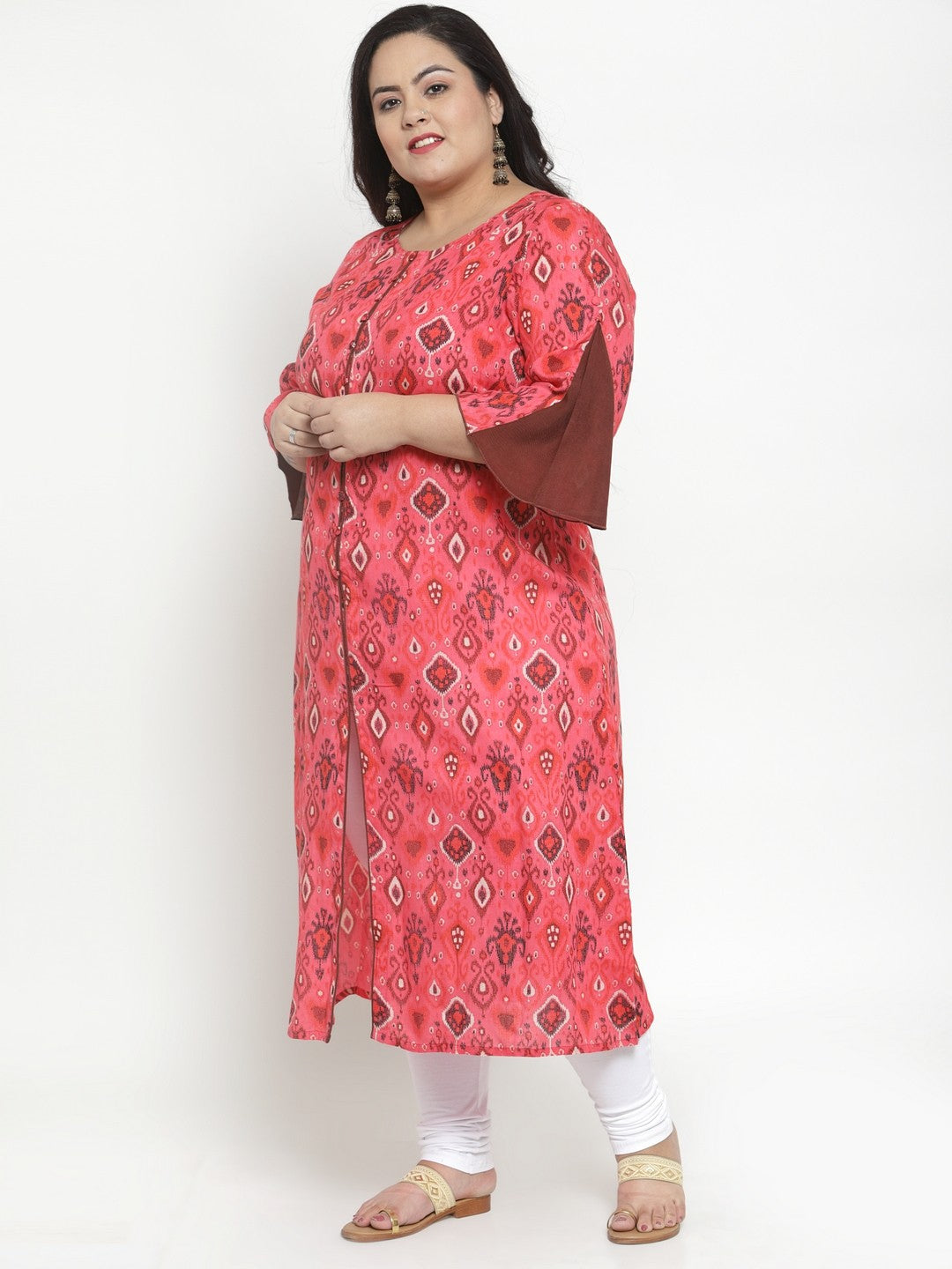 Pink Printed Straight Kurta