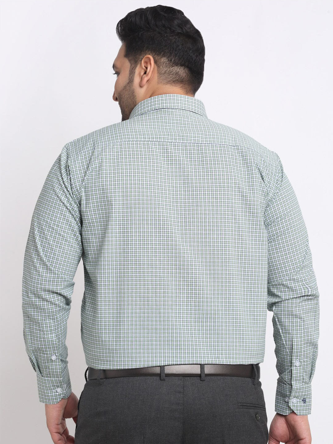 plusS Plus Size Micro Checks Cotton Formal Shirt