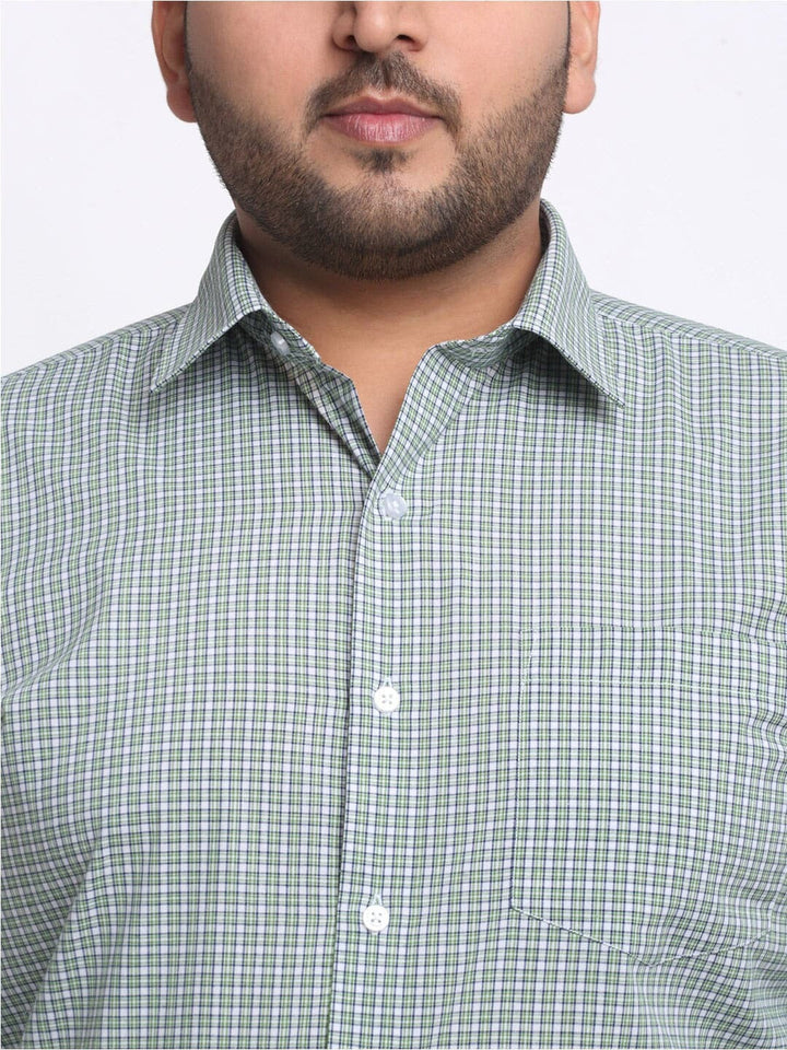 plusS Plus Size Micro Checks Cotton Formal Shirt