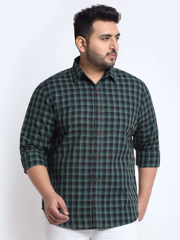 plusS   Tartan Checked Casual Cotton Shirt