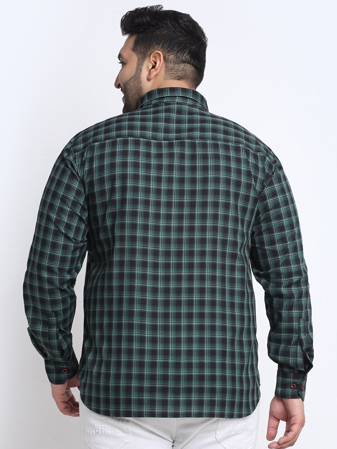 plusS   Tartan Checked Casual Cotton Shirt