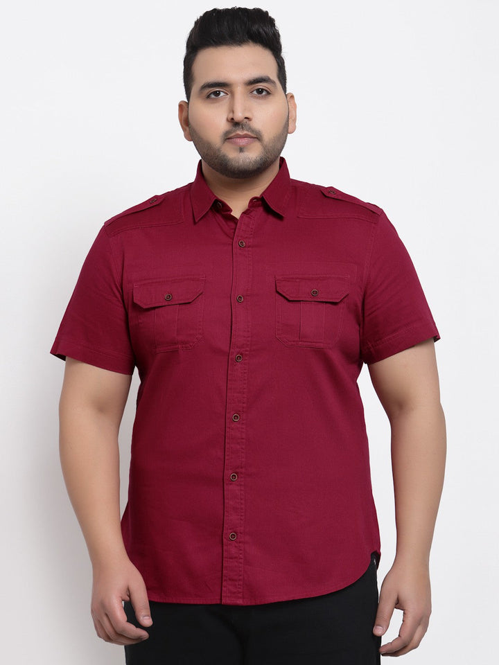 plusS Men Maroon Casual Shirt