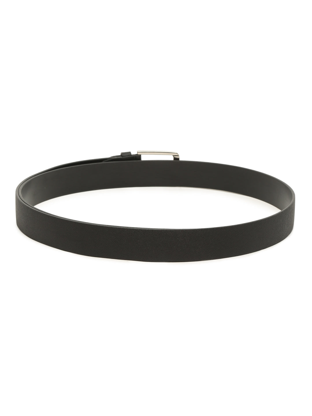 Men Black Solid Leather Belt