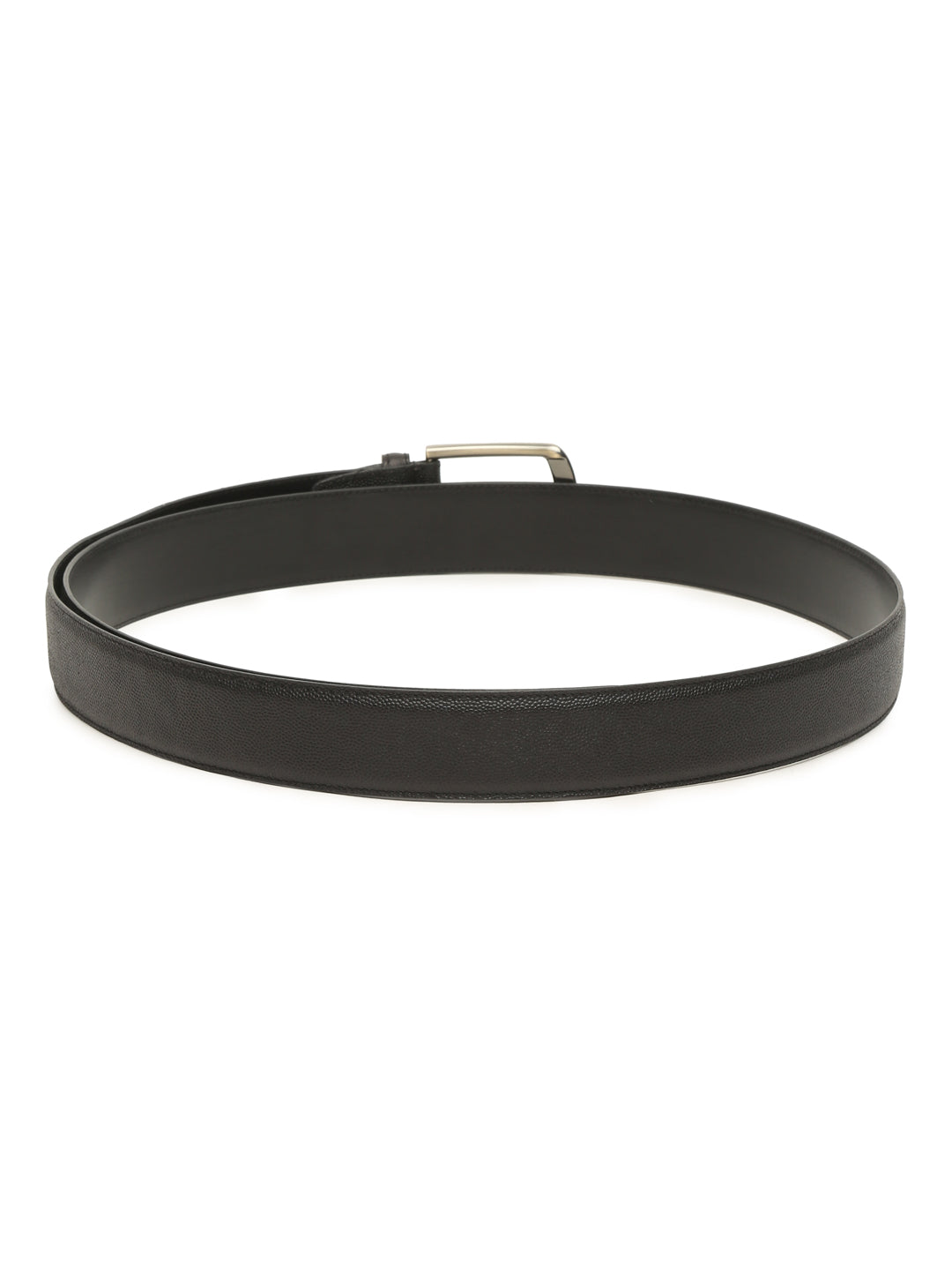 Men Black Textured Leather Belt