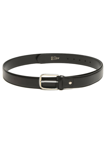 Men Black Solid Leather Belt