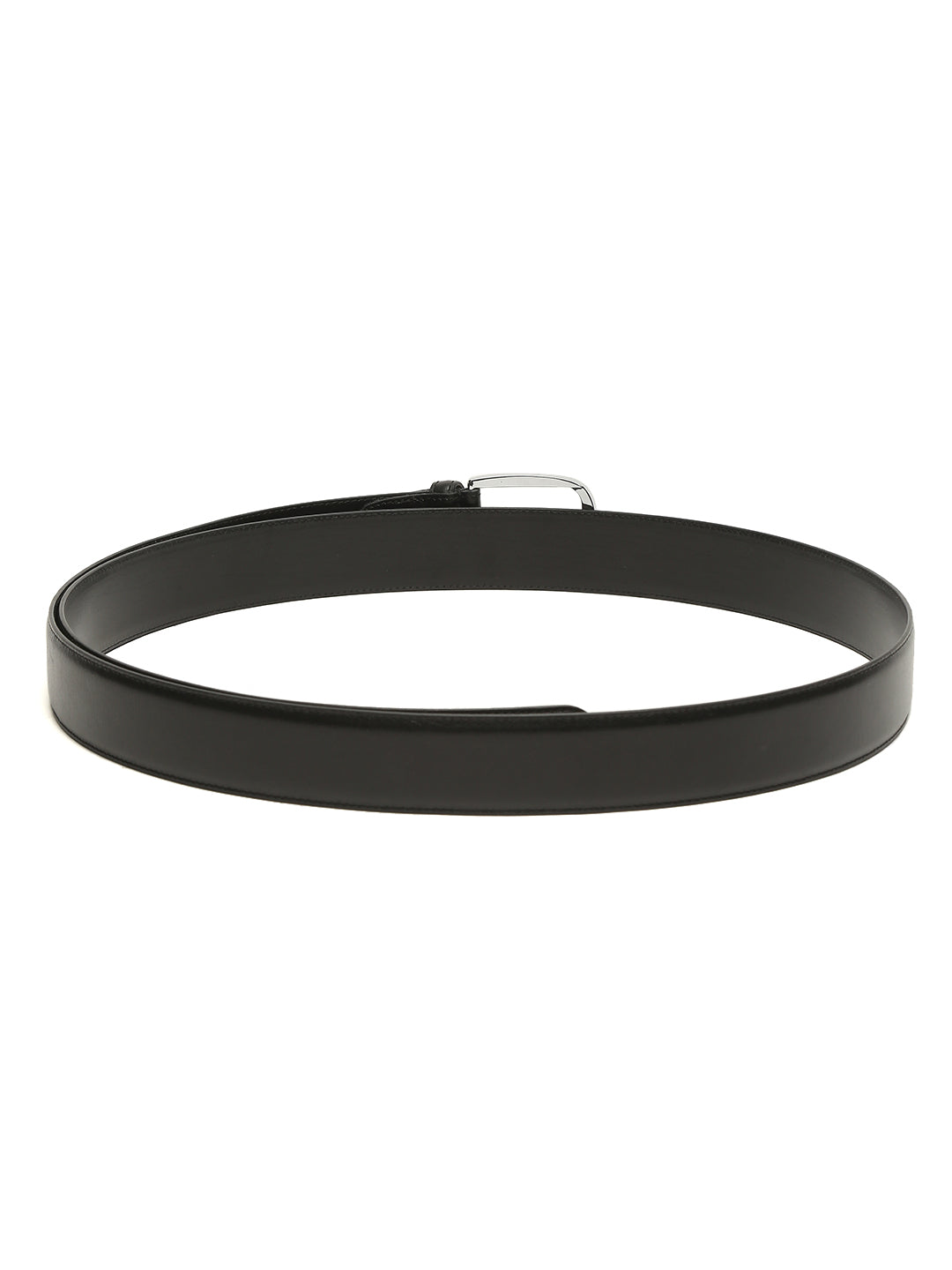 Men Black Solid Leather Belt