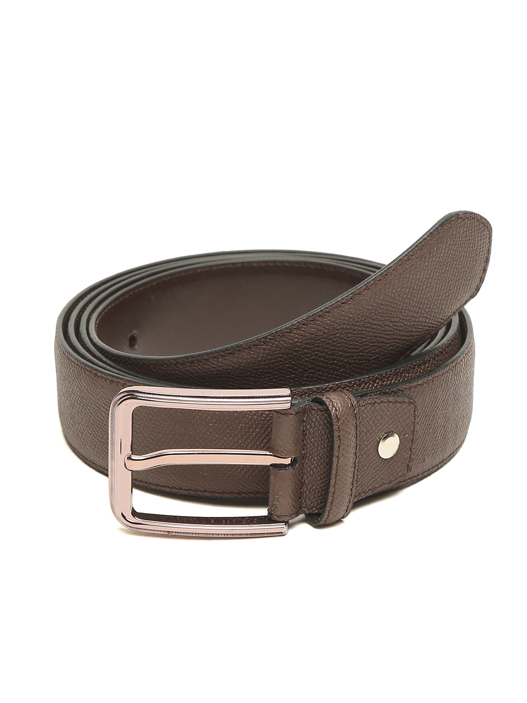 Men Brown Textured Leather Belt