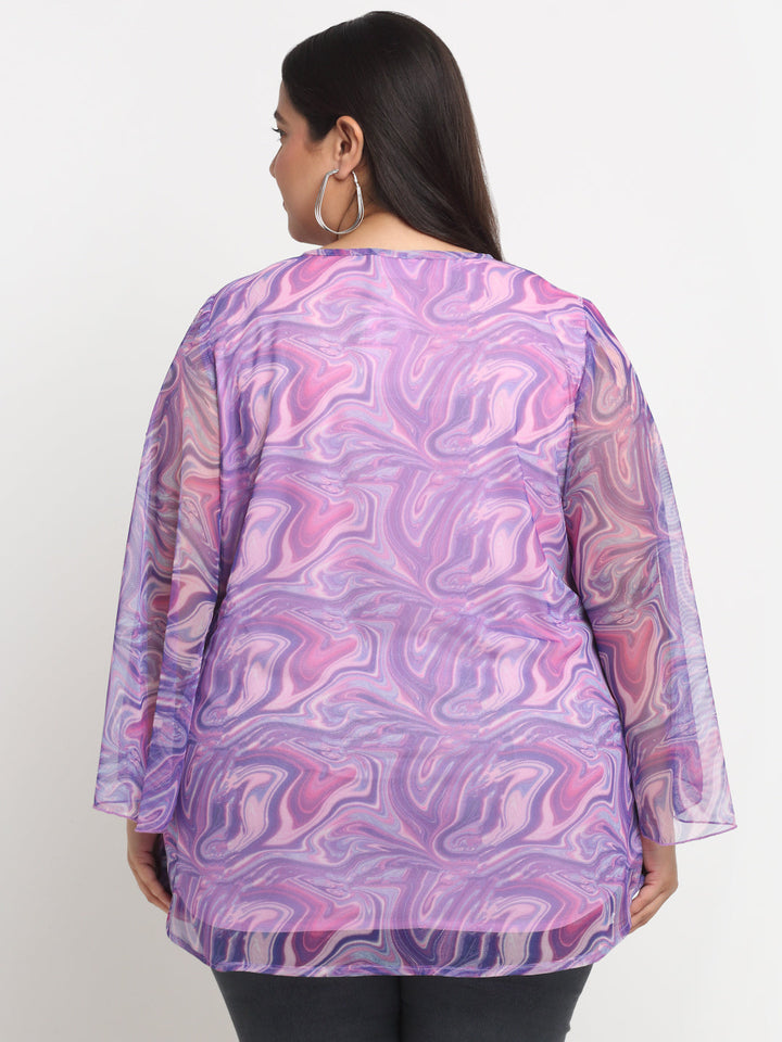 plusS Abstract Printed Longline Top