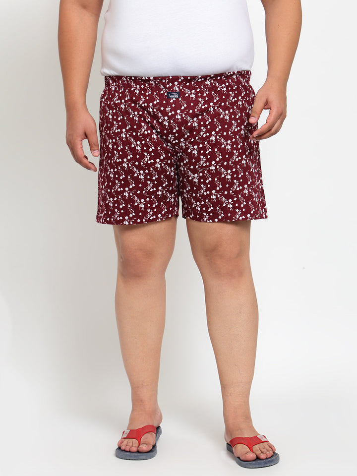 plusS Maroon Printed Pure Cotton Boxers