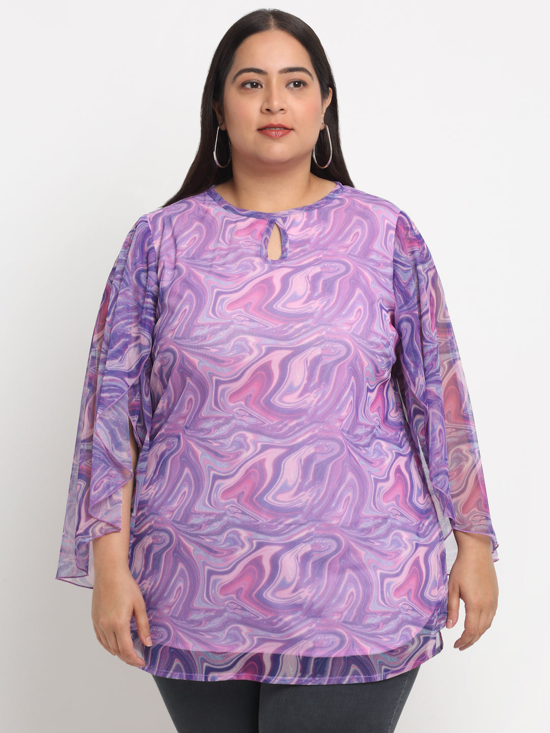 plusS Abstract Printed Longline Top