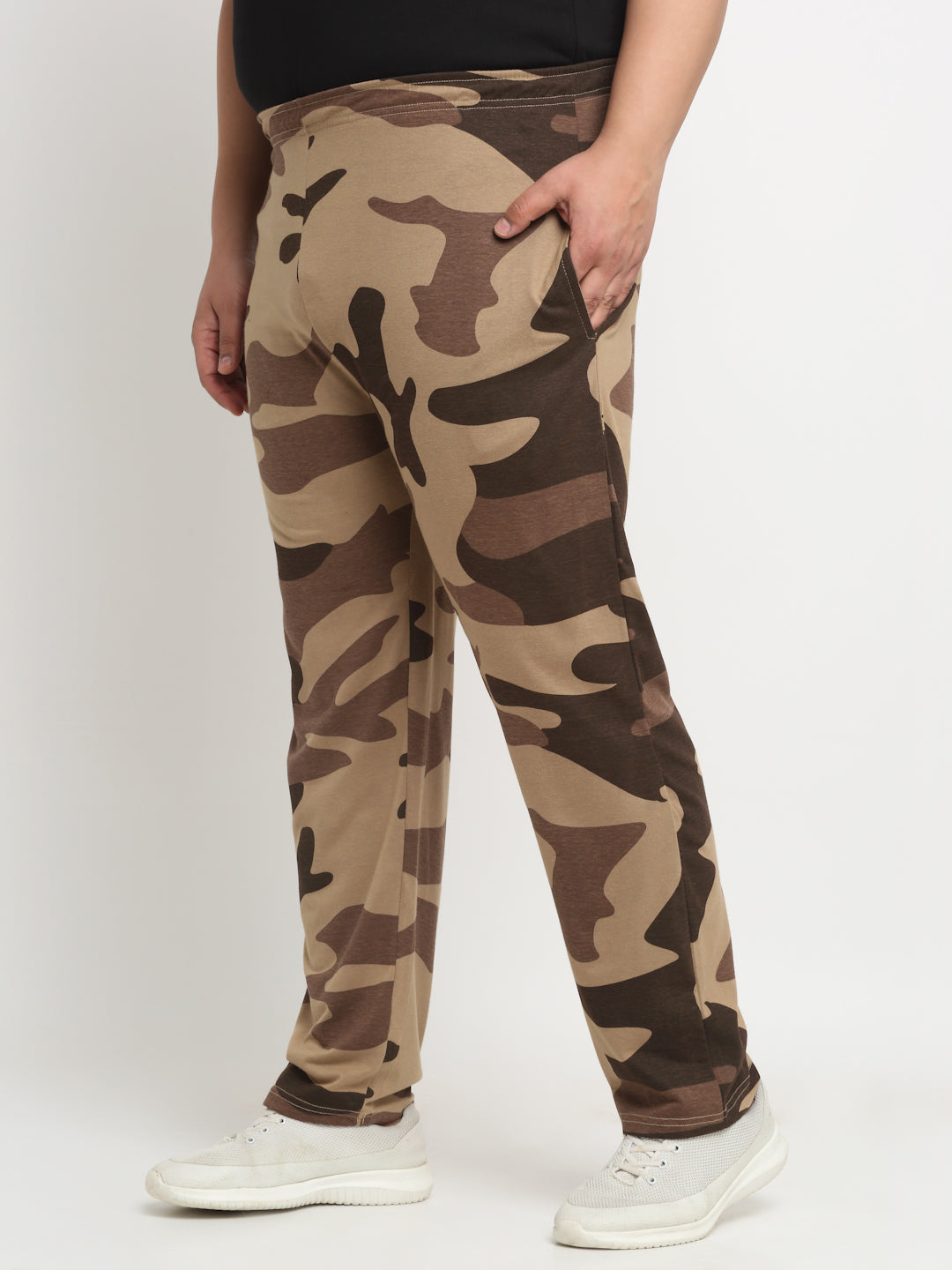 plusS Men Plus Size Camouflage Printed Straight Cotton Track Pants